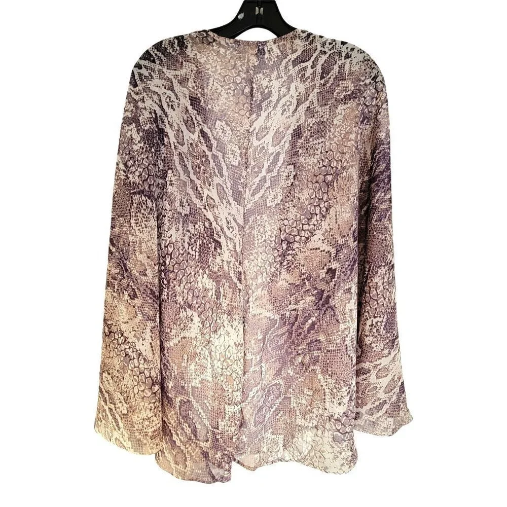 The Langford Line Reptile Snake Animal Print Sheer Open Front Shawl Cardigan Sm